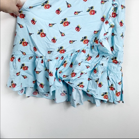 J Crew  Faux-Wrap dress Roses Print Blue2 #J4556 - Picture 4 of 8